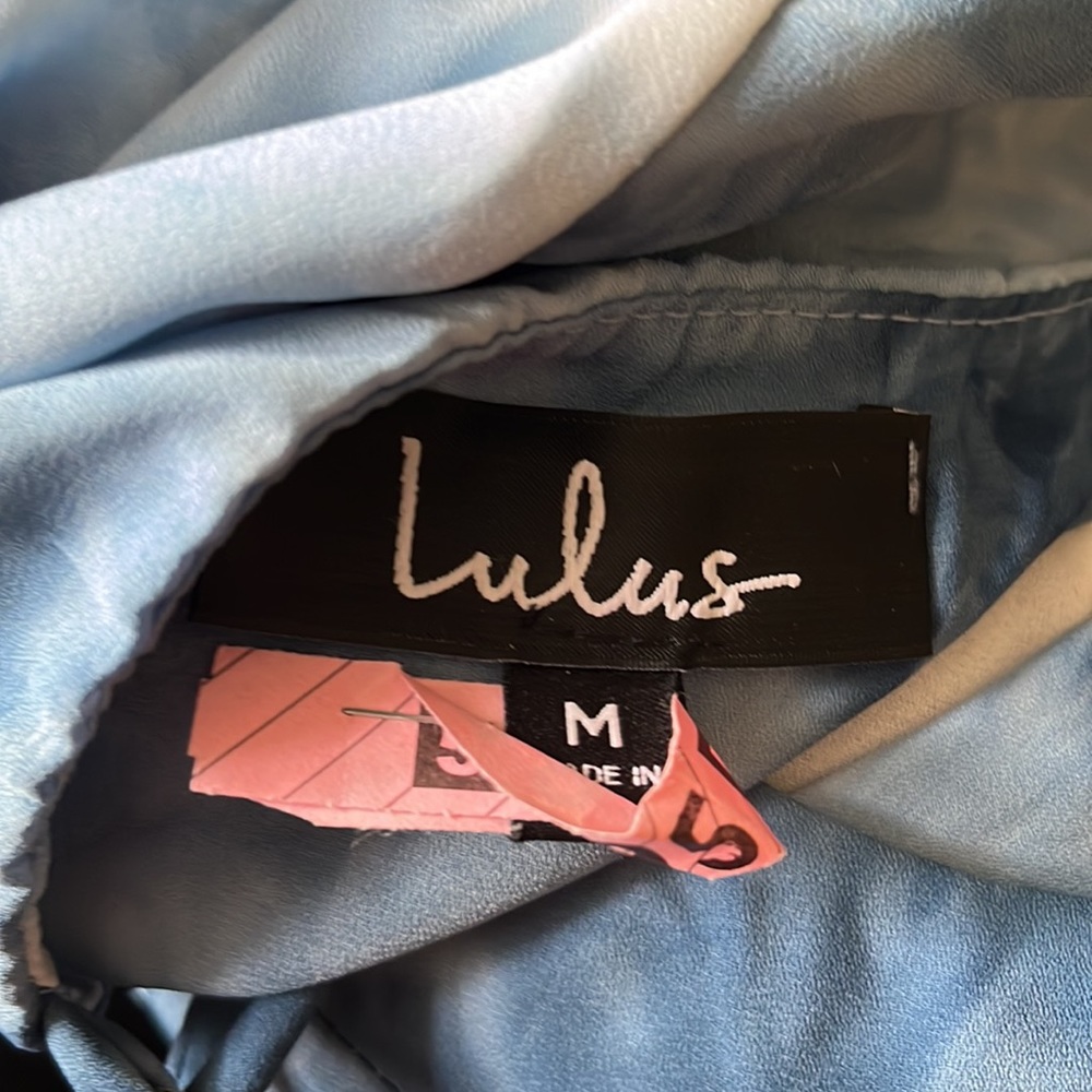 Lulu's Blue and White Tie-Dye Slip Mini Dress - Picture 5 of 6